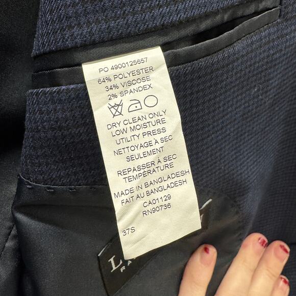 Lauren Ralph Lauren Blazer Mens 37S Blue Black Houndstooth Classic Black Label - Picture 6 of 9